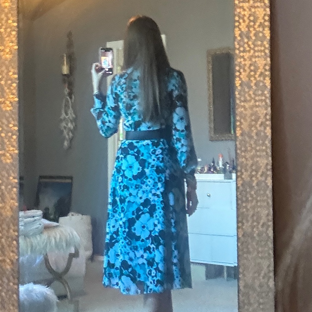 MICHAEL Michael Kors Teal Floral Long Sleeve Dress - Picture 3 of 7